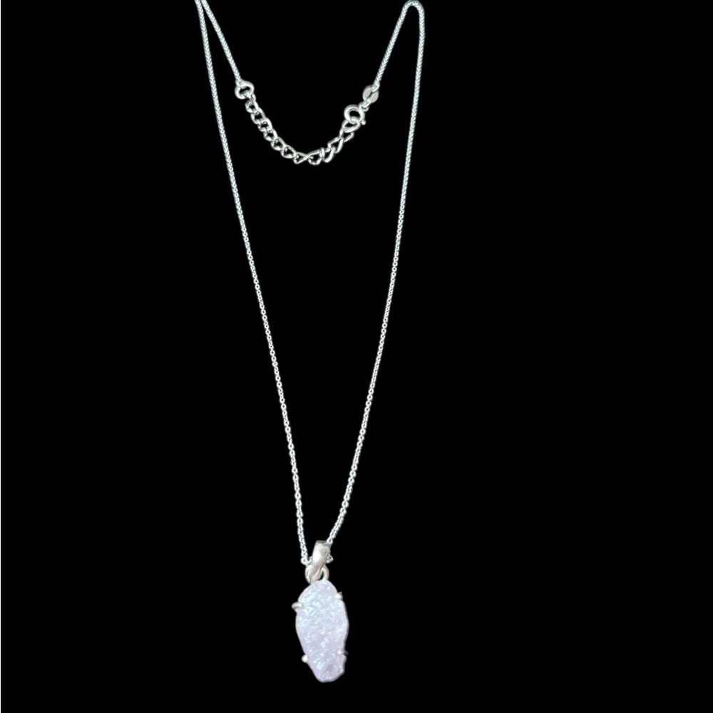 133 Raw Rose Quartz Pendant 925 Necklace on GTR 925 Chain